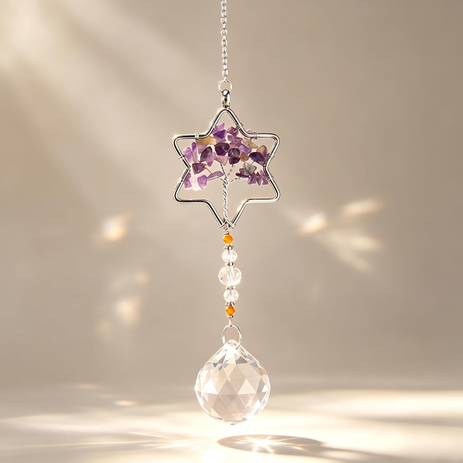 Tivleed Purple Sun Catcher Crystal - Tree Of Life Window Hanging Ornament With Stained Glass Effect, 33Cm Elegant Home Decor For Living Room, Bedroom & Meditation Space