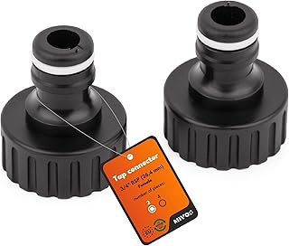 Mivos 2 conectores de grifo para grifos con rosca exterior BSP de 3/4 pulgadas (26,4 mm) – Conector de grifo con acoplamiento rápido para manguera de jardín – Fabricado en un 90% plástico reciclado