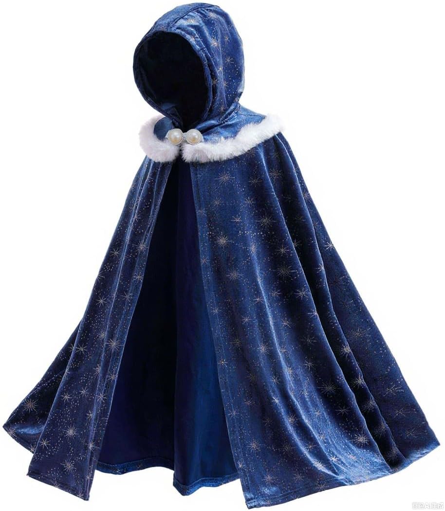 Girls Luxurious Elsa Anna Velvet Hoode Cape Kids Princess Dress up Cloak Girls Velvet Fancy Cloak - Image 6