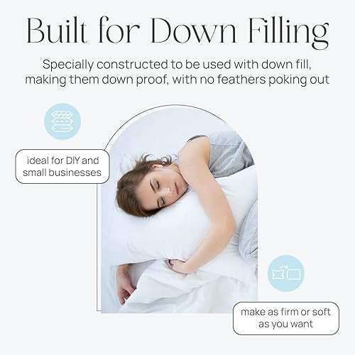 Miniatura 3 de East Coast Bedding Funda de almohada vacía sin relleno, 100 % algodón, solo se utiliza para relleno de plumón a granel para tapicería, bricolaje,