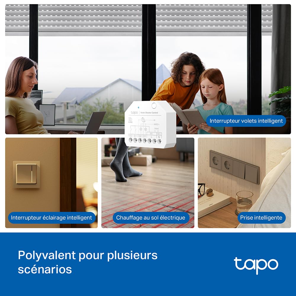 Tapo Interrupteur Volet Roulant Connecté Matter, Relais double 6A S112 | Wi-Fi et Bluetooth, idéal pour contrôle de volet roulant & éclairage, compatible avec HomeKit/Alexa/Google Home, sans hub