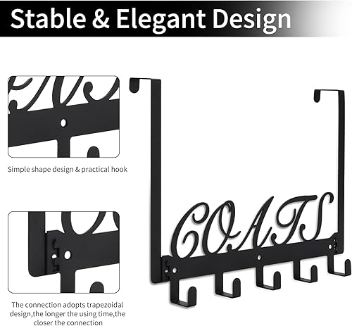 Miniatura 3 de COAT Ganchos para colgar en la pared, ganchos para colgar sobre la puerta, toallero para baño, toallero para colgar resistente con 5 ganchos para