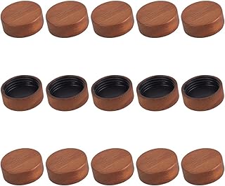 OLYCRAFT 15pcs 1.8x0.7 Inch Wood Spice Jars Lids Fit 7oz Round Storage Jars Reusable Saddle Brown Wooden Lids Bamboo Spice Lid for Food Sealing Preservation Accessories Spice Fresh Tools