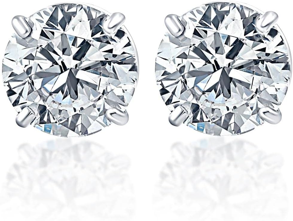 Pompeii Certified 2 1/4Ct TW Natural Diamond Studs 14k White Gold Screw Back