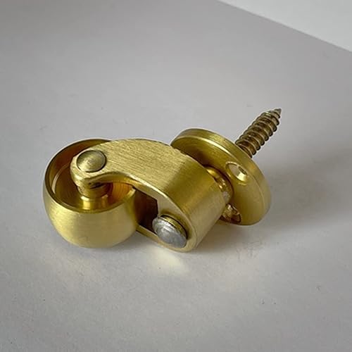 Miniatura 2 de Rueda de latón macizo antiguo con rueda de 0.984 in, ruedas giratorias de 360°, ruedas giratorias móviles, ruedas vintage para muebles, latón