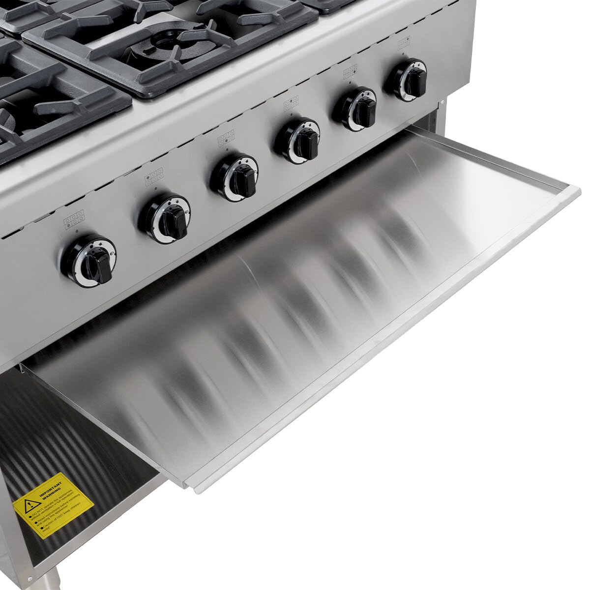 GastroHero Gasherd 6 Brenner 43,2 kW Edelstahl Standgerät offen Unterbau ECO Serie Profi Gasherd Gastronomie
