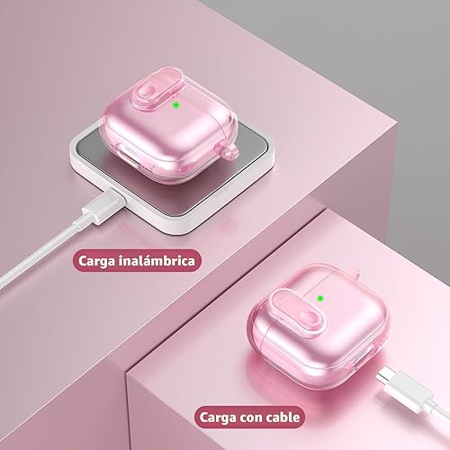 Miniatura 3 de Funda Transparente con Candado de Seguridad Compatible con Lindas Fundas Apple Airpods 4 2024 para Mujeres, VISOOM Funda Blanda de TPU para Air pods
