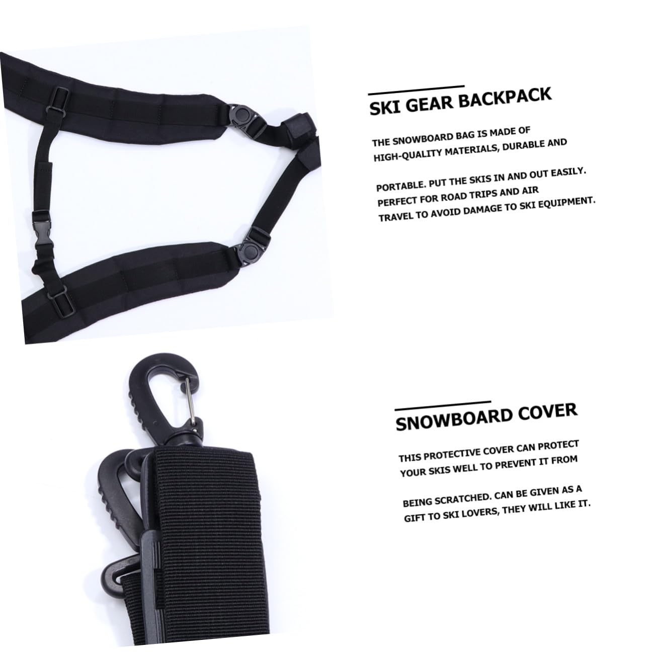 TOPBATHY Housse de Snowboard Noire Légère à Dos Protection Étanche pour Matériel de Ski Rangement Spacieux pour Snowboard et Accessoires Paquet de Voyage Solide pour Sports D’Hiver