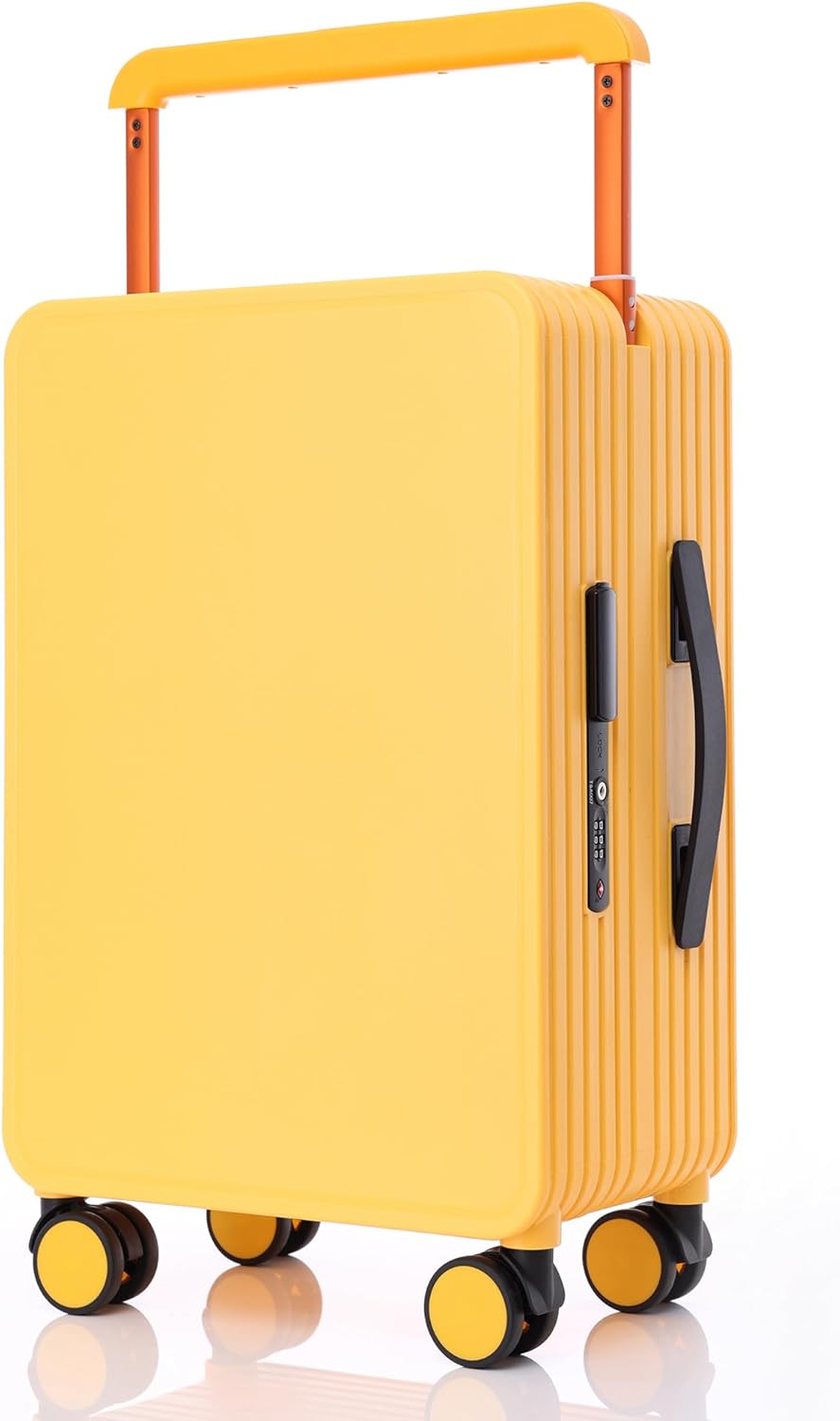 Hard Shell Carry On Luggage 22x14x9 Airline Approved, Wide Handle Hard Case Luggage, Ziperless Away Carry on Luggage, 20 inch, Yellow