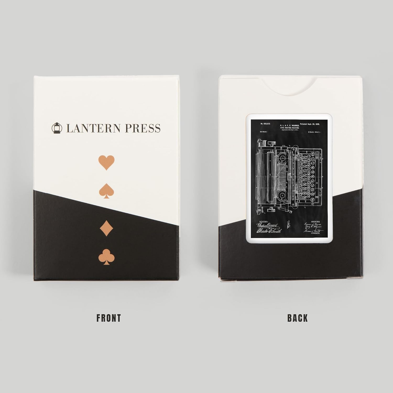 Lantern Press Blackboard Patent, Typewriter, 52 Playing Cards for Adults, Poker Size Card Deck