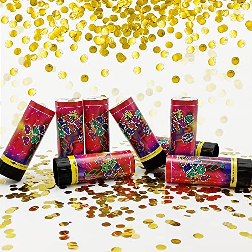 Image of Confetti Poppers Cannons for Wedding Birthday Graduation Baby Shower Kids Fun Party Supplies Decorations and Favors (Gold)