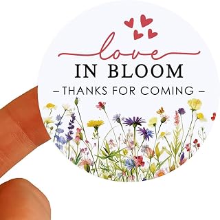 120 x Love in Bloom Thanks for Coming Stickers, Floral Labels for Wedding Favors, Baby Shower, Birthday Party, Bridal Shower or Garden Party Decorations, Guest Thank You Stickers, 1.6in
