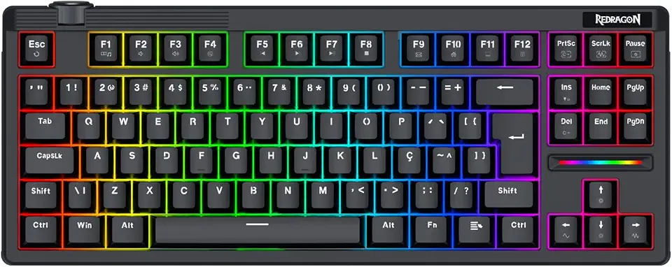 Teclado Magnético Gamer Redragon Otiim Preto RGB TKL ABNT2 Switch Redragon UltraMag HE 8K Rapid Trigger PRCS SOCD Roda de Volume K729RGB-M