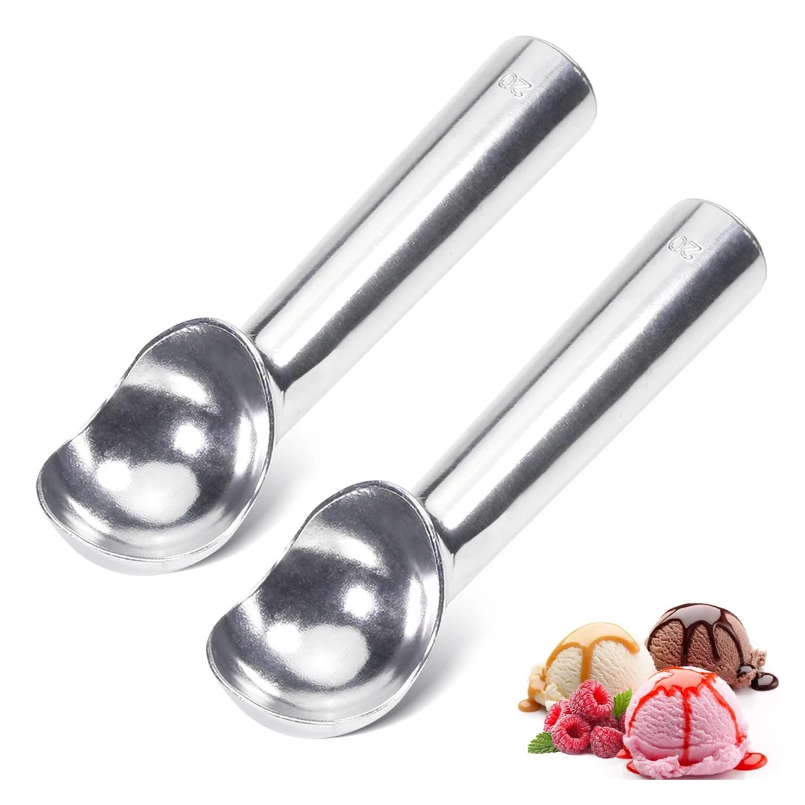 Paletta for gelato da 2 confezioni, cucchiaio in alluminio antiaderente, con comoda impugnatura(2 oz Silver)
