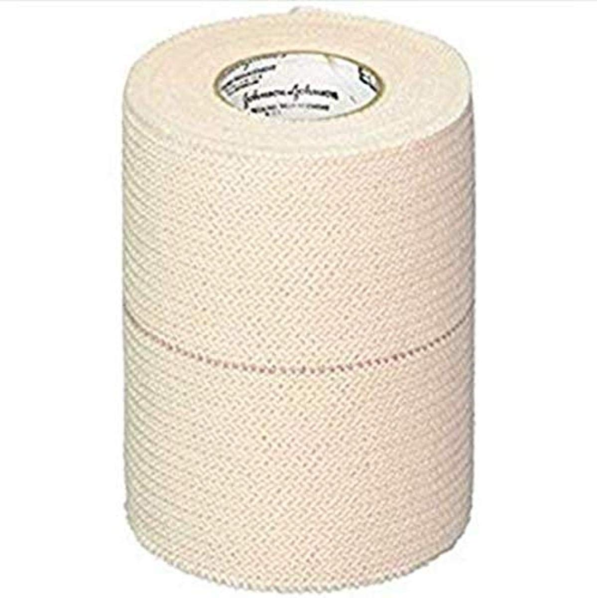 Johnson & Johnson Elastikon Elastic Tape, 4" x 2.5 Yards, (4" x 5 Yards Stretched), Reliable Compression for Support of Sprains, Strains, and Muscle Injuries, Case of 6 Rolls