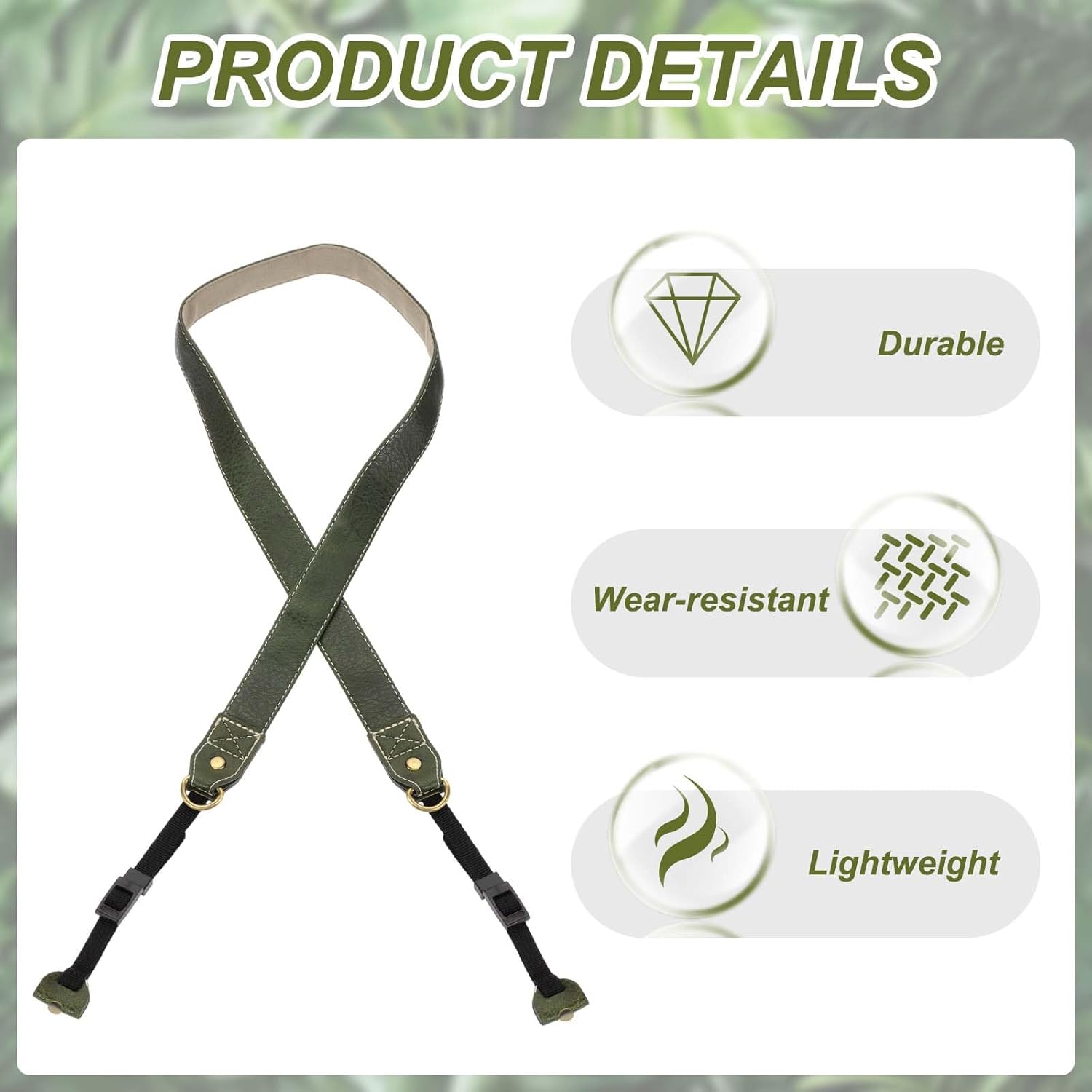 PATIKIL Camera Strap, PU Leather Adjustable Camera Neck Strap Digital Camera Shoulder Belt with Pad for Nikon Video Camcorder Monocular Photographers, Green