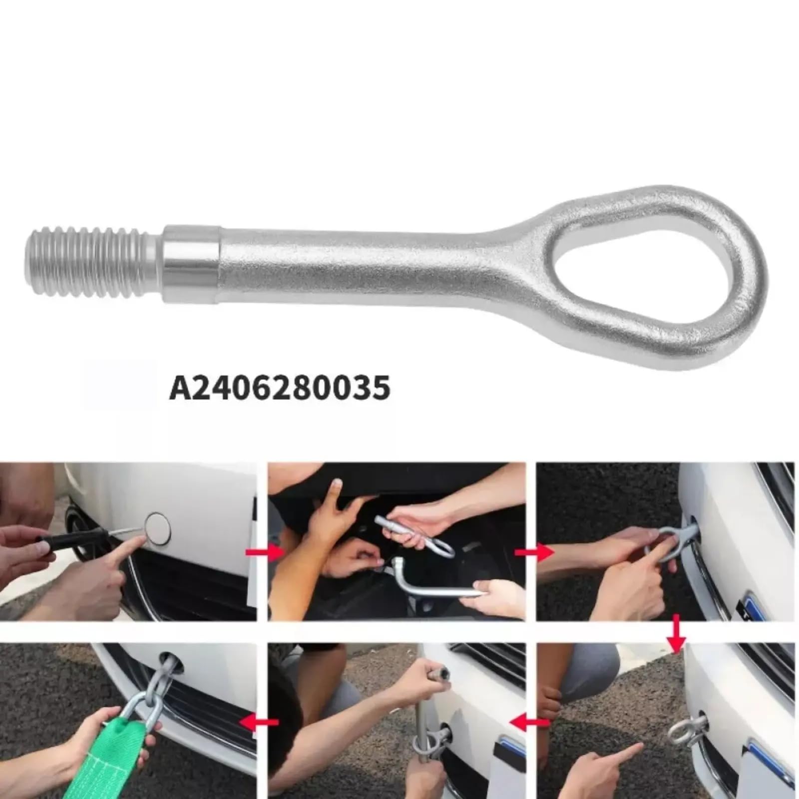 Anhängerkupplung Abschlepphaken Abschlepphaken-Ösenschlaufe Abschleppstangen A2406280035 240628003564 Anhänger-Abschlepphaken für Mercedes Sprinter 906
