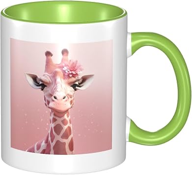 11 OZ Porcelain Coffee Mug with Handle, Giraffe Coffee Cup for Office and Home, Latte Drink Cup for Coffee Tea and Milk, Colorful Inside Ceramic Tea Cups for Men Women Mug Lovers
