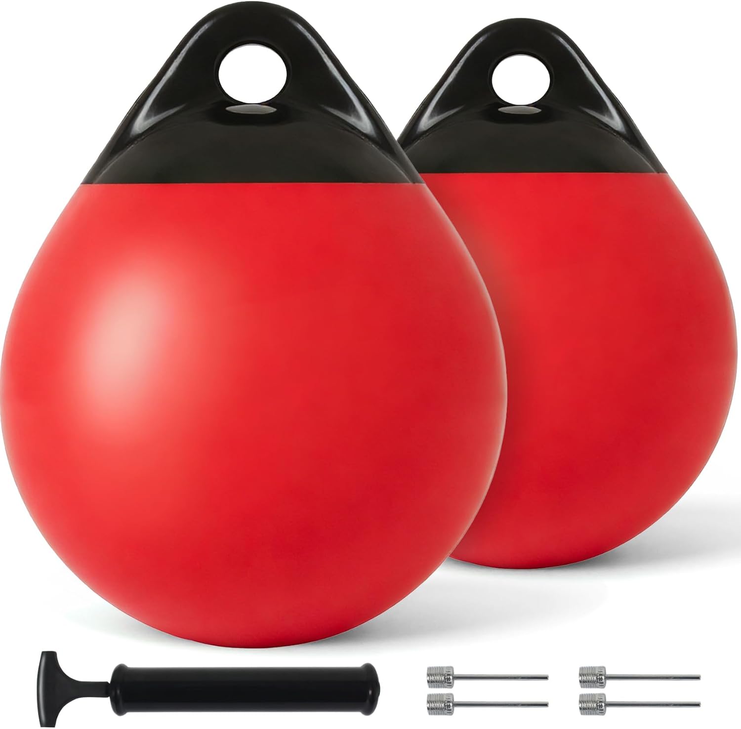 Boat Buoy Balls 10 Inch 12 Inch 15 Inch, Inflatable Mooring Buoys with Pump, Marine-Grade Vinyl Boat Fenders Round with Reinforced Eyelets for 10'-40' Boats Protection Marking Multi Color - 2/4/8 Pack