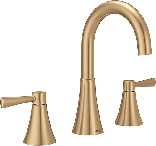 Moen Ronan 84023BZG - Grifo de baño moderno ajustable de dos manijas de oro broncado, válvula incluida, 84023BZG