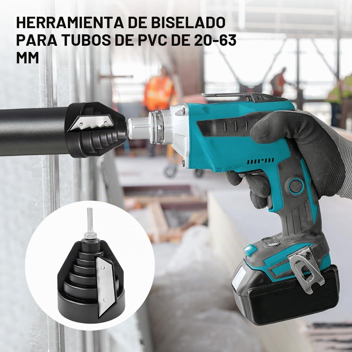 Desbarbador Manual de Tubos de PVC, PP y PE, Herramienta para Biselar Tubos de 20-63 mm
