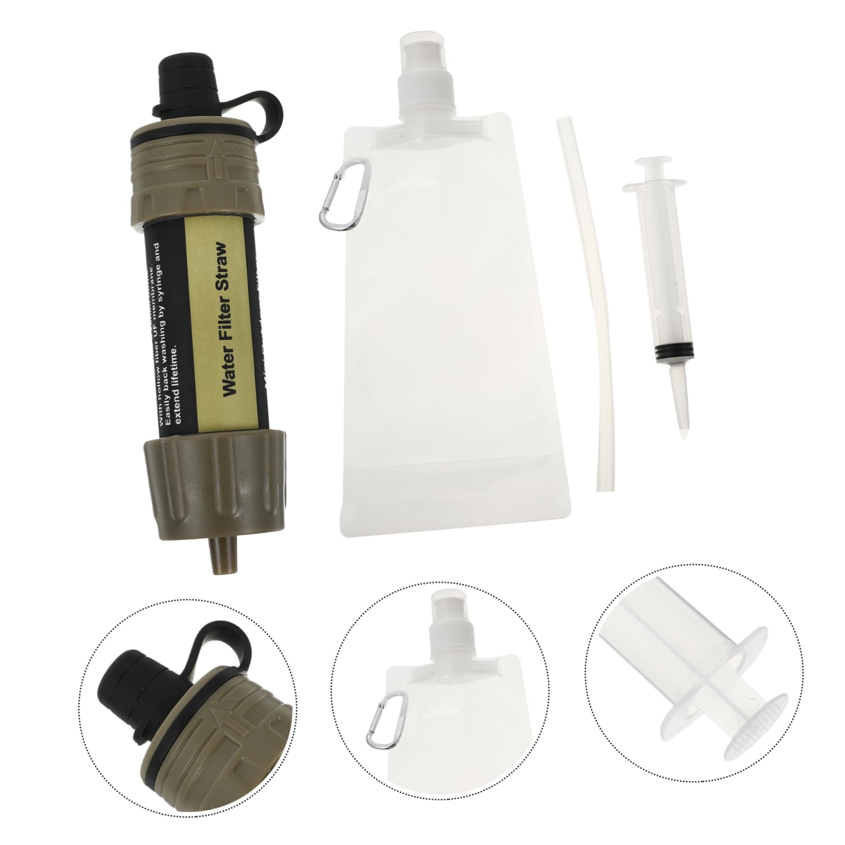 WOONEKY Filtre à Eau Portable Léger en Abs, Purificateur D'eau Sûr pour Camping et Randonnée, Mini Nettoyeur D'eau Vert pour Urgence