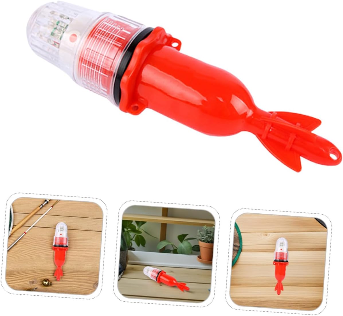 GARVALON Underwater Fishing Light Set with Red White LED Flashing Bait Lamp, Waterproof Deep Drop Fish Attracting Light for Night Fishing, 2 Pieces Without Battery