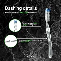 Vista 4 de Dr. Nick's - Raspador de lengua blanco y saludable (paquete de 3) y cepillo de dientes grande Big Clean medio suave, dentista diseñado para un