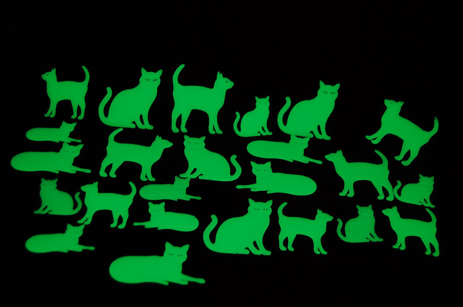 DirectGlow 24 Piece Glow in The Dark Cats Luminous Wall and Ceiling Decor