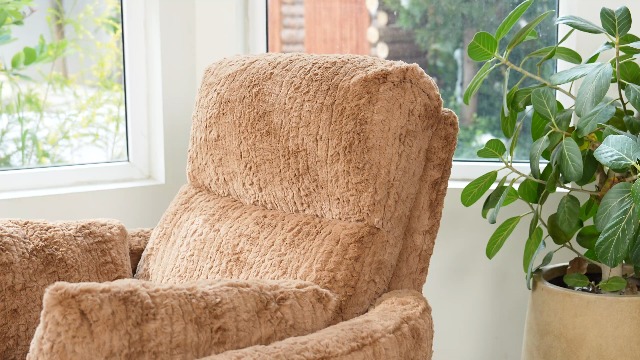 Sillón reclinable giratorio peluche Beige miniatura 7