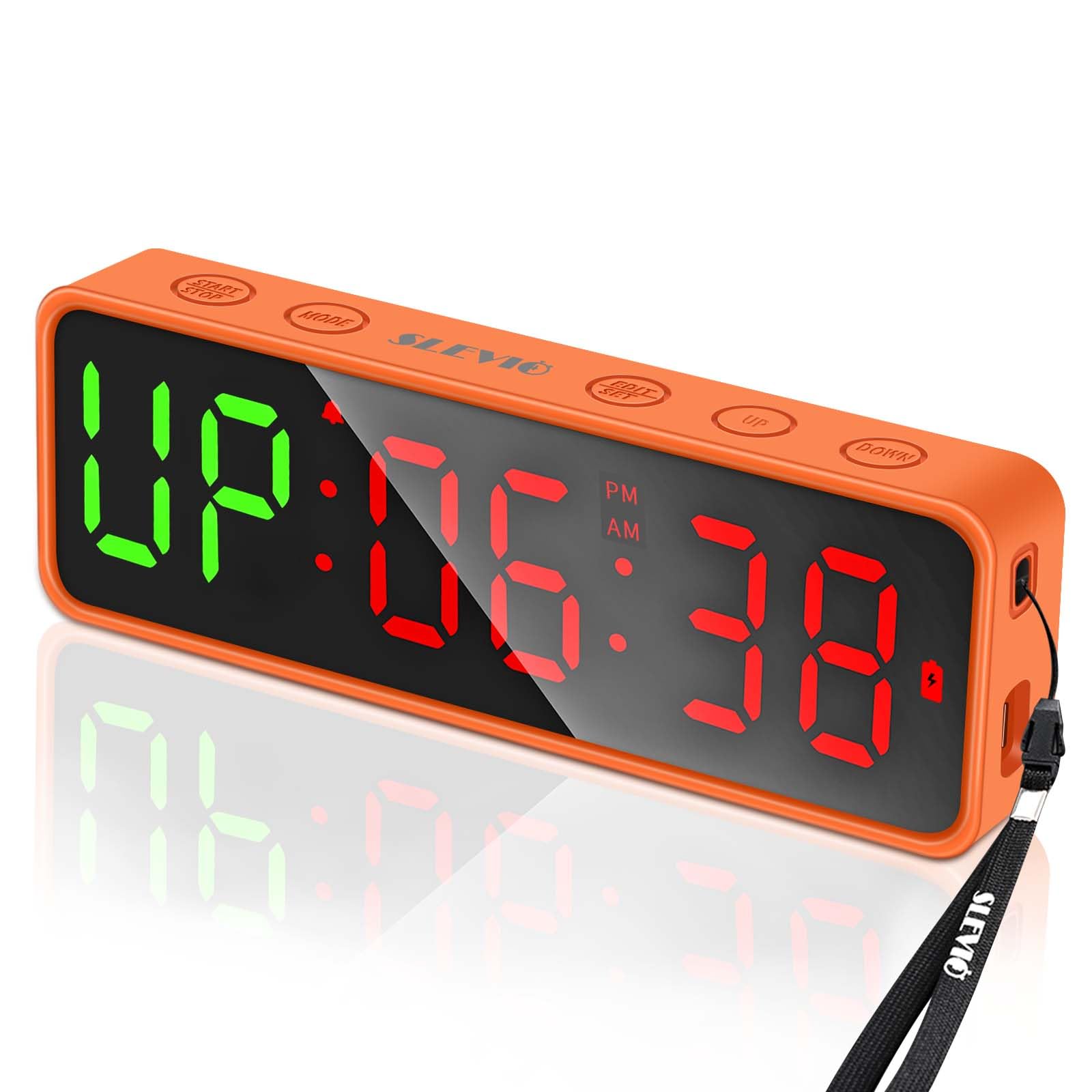Small Gym Timer Clock Stopwatch Magnetic Workout Interval Timer, Large LED Digital Display, Home Accessories Countdown Clock for Home Gym Garage Schools (Matte Orange)