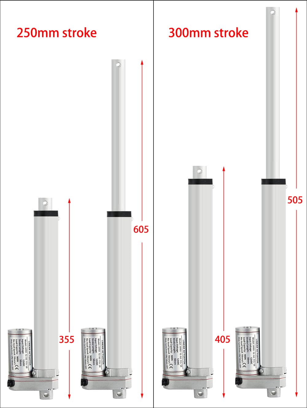 Synchroniczny siłownik liniowy, 1 sterowanie 2 50mm 100mm 150mm 200mm 300mm 400mm skok silnik do drzwi okna, Ciężki obowiązek(350mm stroke,1500N 4mm s)
