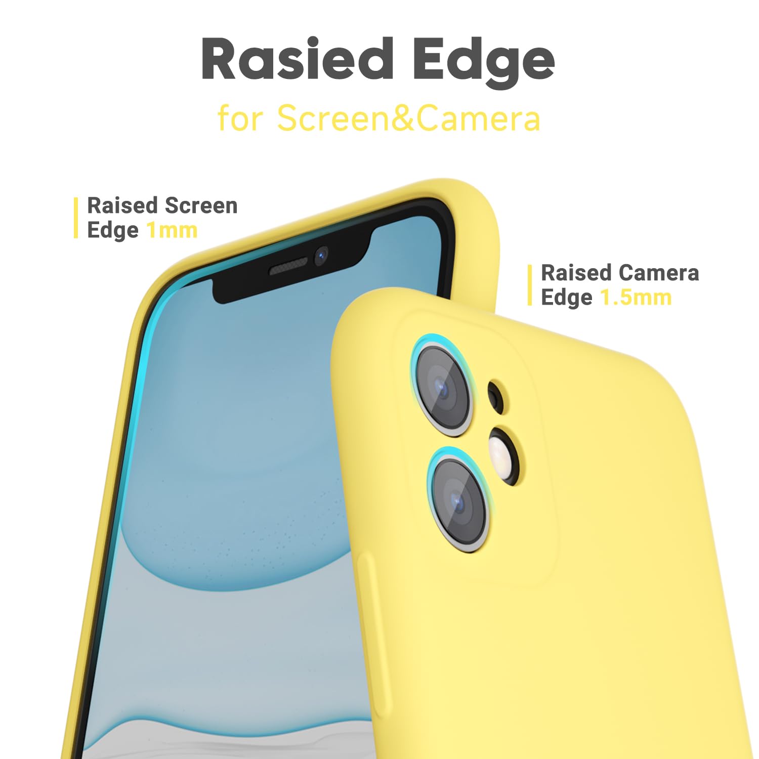 LoeoeL Funda de silicona para iPhone 11, gel de goma suave, elegante, estética, básica, simple, bonita y delgada de TPU mate, color liso, para mujeres y hombres, amarillo