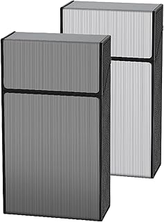 Cigarette Case 2 Pack 100mm 100’s King Size(Black + Silver) (Black + Silver, 100mm)