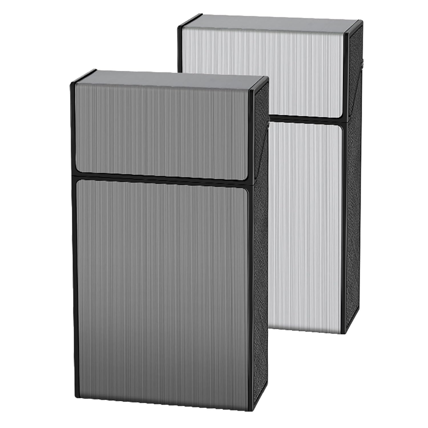 Cigarette Case 2 Pack 100mm 100’s King Size(Black + Silver) (Black + Silver, 100mm)
