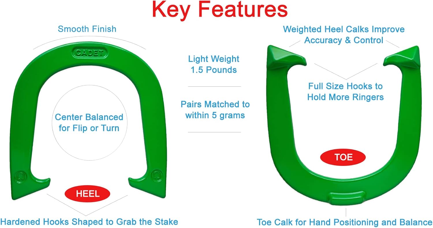 Light Weight Cadet Pitching Horseshoes - NHPA Sanctioned for Tournament Play - Drop Forged Steel - One Pair (2 Shoes)