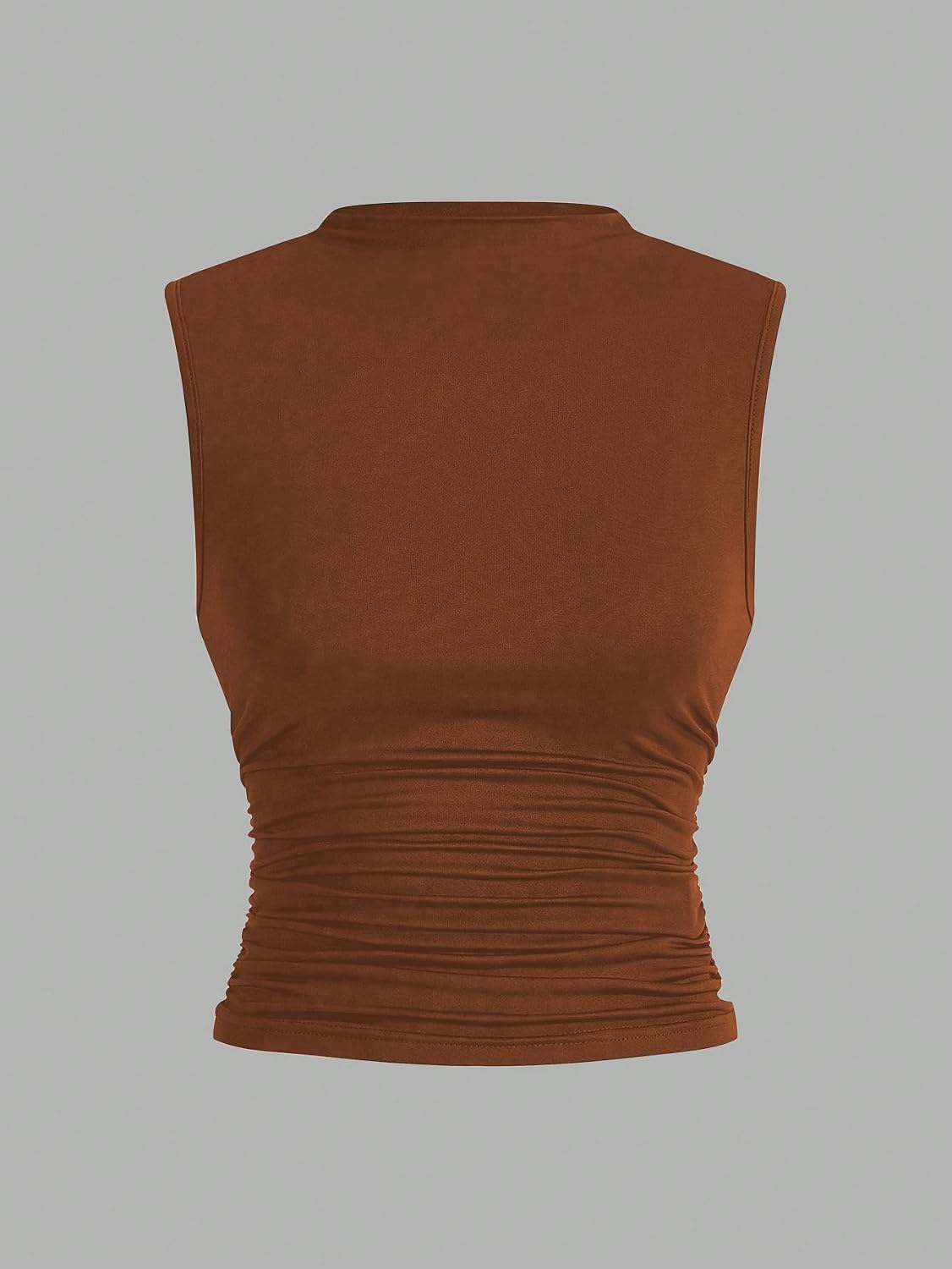 WDIRARA Women's 3 Pack Ruched Mock Neck Tank Top Sleeveless Fitted Tops