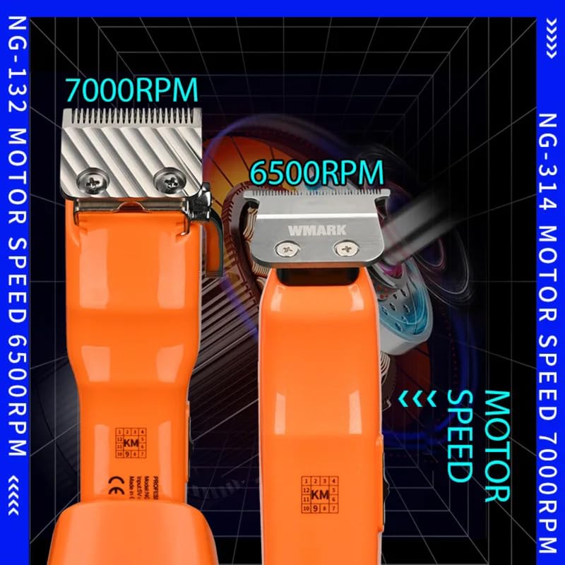 Image of WMARK Hair Clipper 7000Rpm & 6500Rpm Magnetic Motor USB Charging Cable adapter charging stand 9 Guide Comb Taper Lever Adjustments Clipper T-Cutter 0.1Mm Gapped Trimmer Runtime 240 & 180 Min, Model 3