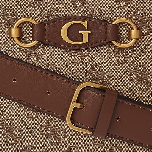 Guess Izzy 2 Compartment Mini Tote, Latte Logo/Brown #TOP3