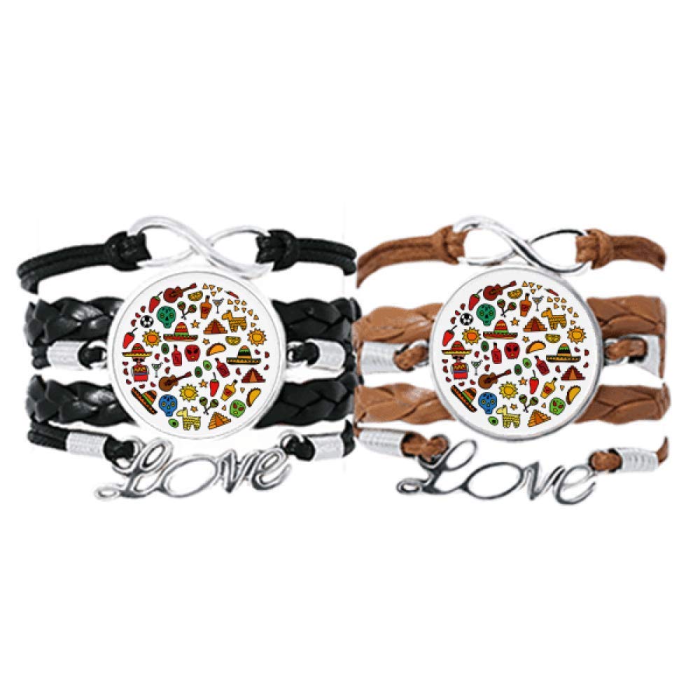 Pulsera de cuero con ilustración de guitarra y calavera ajustable DIYthinker 6