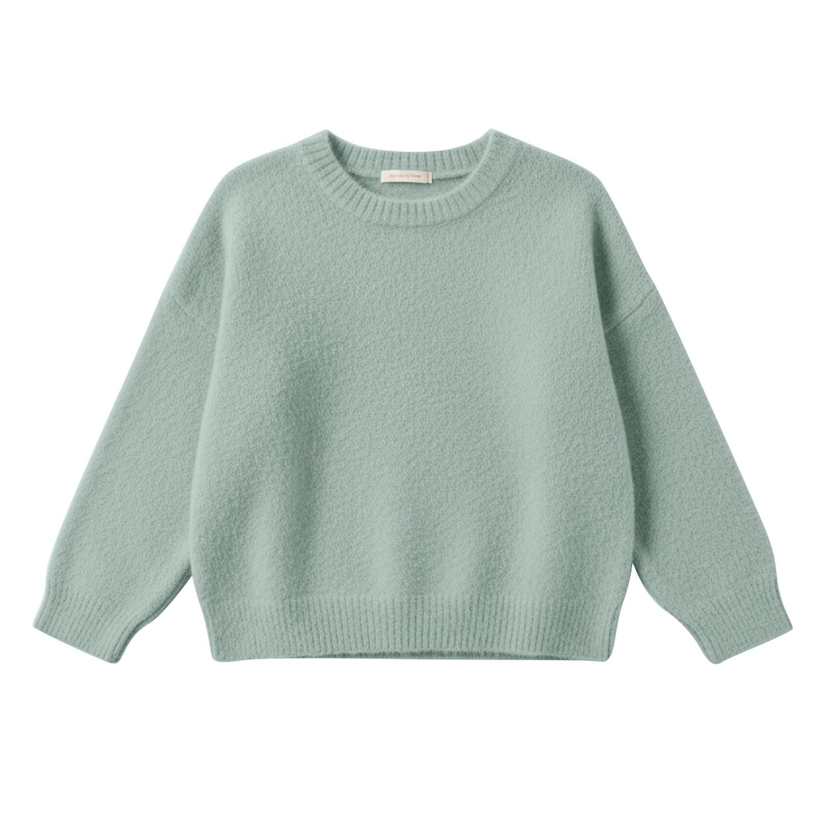 Generisch Maglione da bambina in caldo pile, girocollo, lavorato a maglia