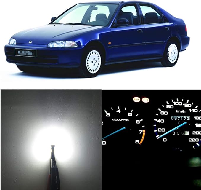 WLJH White Instrument Panel Dash Cluster Gauge Indicator Led Light Kit Fits  1992-2000 Honda Civic EG EX EK EJ SRS DX LX SI HX Civic Del Sol, Pack of 
