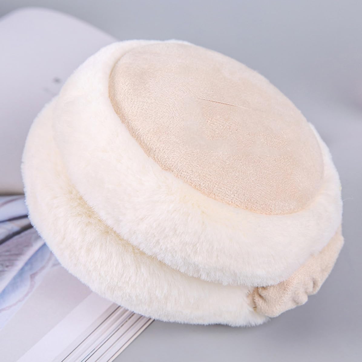 Foldable Plush Earmuffs for Men, Beige Winter
