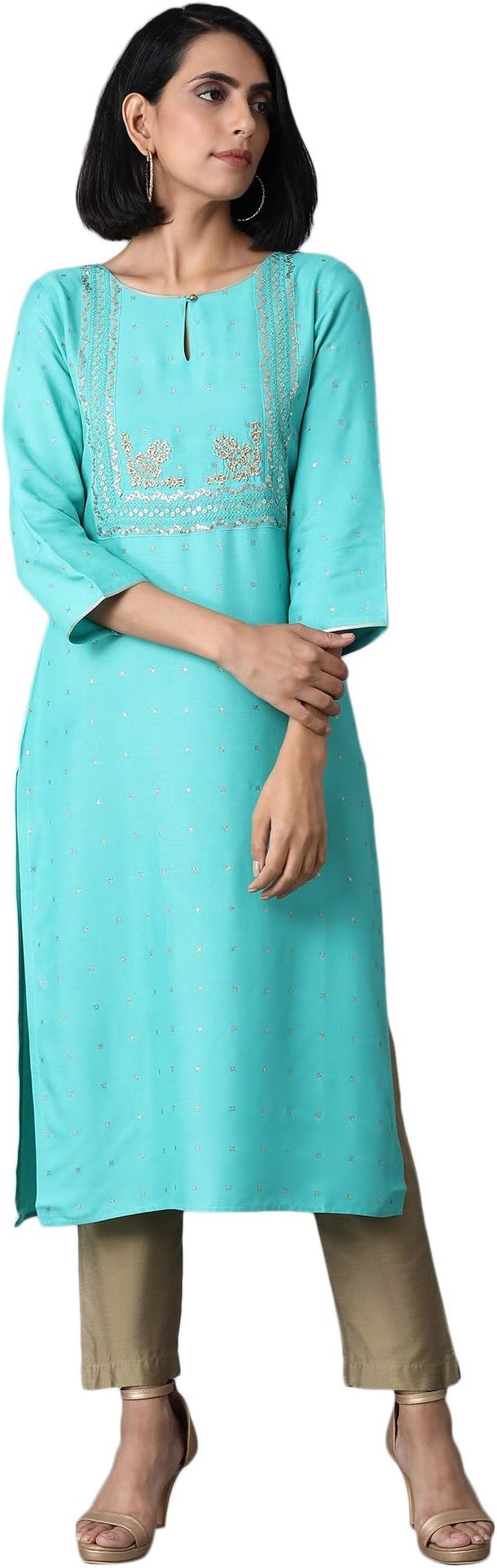 W for Woman Women's Rayon Regular Kurta