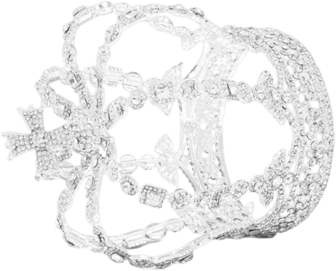 Alipis Rhinestone Bride Tiara Crown Continuous Band Wedding Headwear Hairpiece for Women Bridal Ceremony Accessories