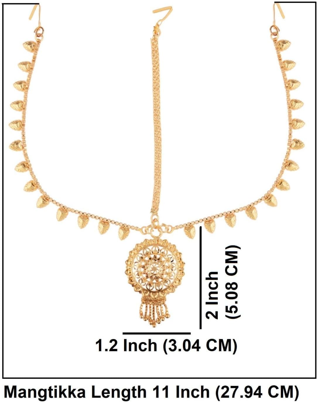 Efulgenz Indian Bollywood Vintage Gold Tone Maang Tikka Crystal Pearl Head Chain Bridal Wedding Jewelry Hair Accessories for Women, Adjustable, Metal, not known