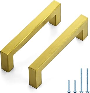 JOY DECOR Gold Cabinet Handles Square Cabinet Pulls, 4 Inch CC, 40 Pack