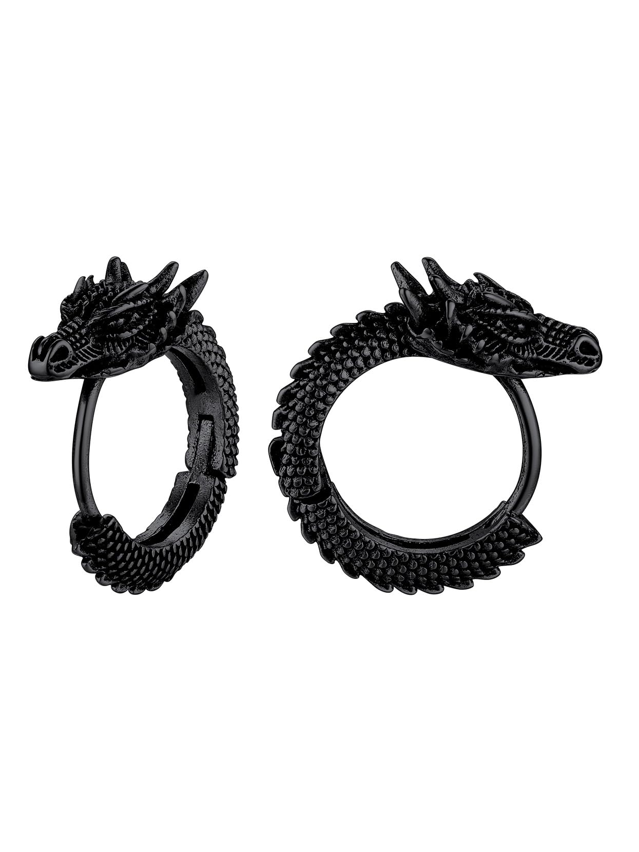 Richsteel Pendientes Aros Dragón, Aretes Calaveras Estilo Gótico Rap Hip Hop Rock, Incluye Caja de Regalo