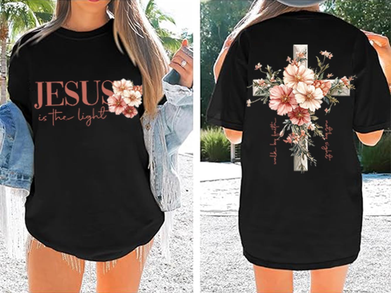 Christian Shirts for Women Floral Graphic Tees Faith Cross Shirt Faith Religious Inspirational Tshirt - Image 5