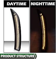 Vista 6 de GRAND ORANGE Luz de marcador lateral compatible con Chrysler 200 2015-2017 marcadores de lente ahumada delantera izquierda y derecha, lámpara